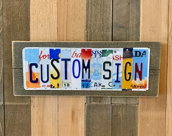 License Plate Sign | Custom Family Name Sign | Gift for Son or Daughter | Kids Room Decor | Man Cave Decor