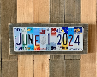 Unique Wedding Gift for 2024 Couples | Personalized Wedding Gift| Gifts for Newlyweds | Custom Wedding Date License Plate Sign