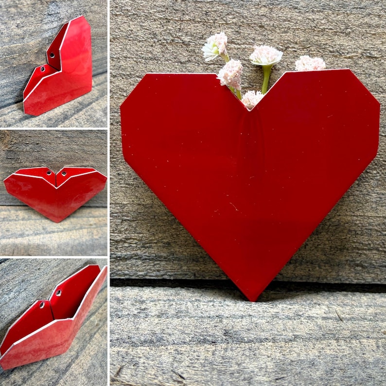 Anniversary Gift for Him | Custom License Plate Initials with Red Folded Heart | Personalized Long Distance Gift for Her Bild 2