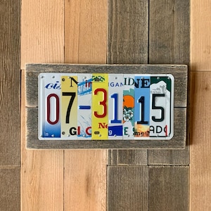 10th Anniversary Tin Gift Made with License Plates | Handmade Anniversary Present