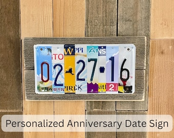10th Anniversary Tin Gift for Husband or Wife | Aluminum Wedding Gift | Custom License Plate Date Sign | 10 Year Anniversary