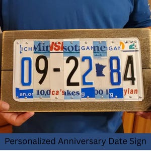 40th Anniversary License Plate Date Sign • Custom USA Plates on Wood Plaque