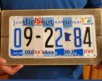 40th Anniversary License Plate Date Sign • Custom USA Plates on Wood Plaque