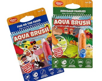 Dino & Farm Aqua Brush Set, Color with Water, Reusable Travel Activity Books
