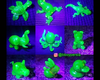 Figurina di animale in vetro di uranio UV