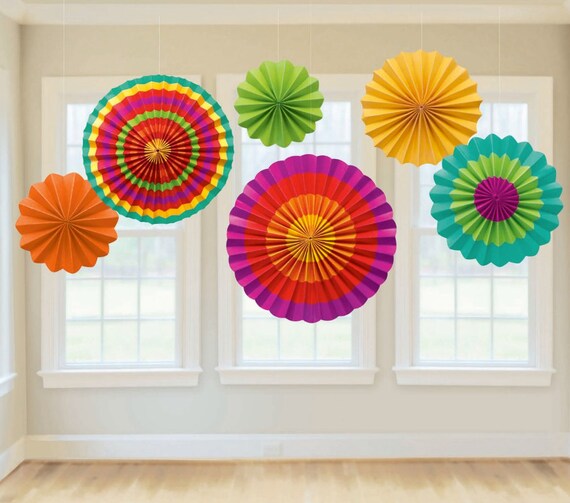 Fiesta Paper Fan Decorations Party Decorations Party Themes Etsy