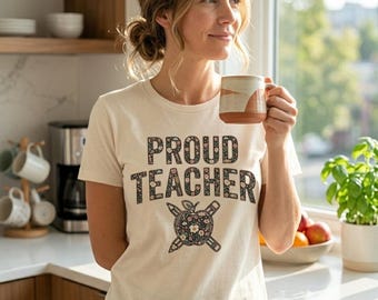 Proud Teacher floral letters T-Shirt | Teacher appreciation tee