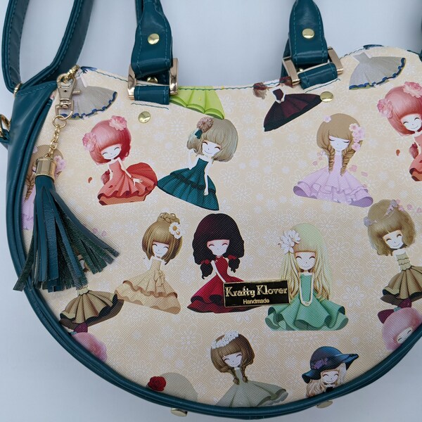 Celeste Handbag - Cute Anime Sweet girls blocked with Teal Faux Leather | Perfect Gift for that special Lady in Your Life | handmade