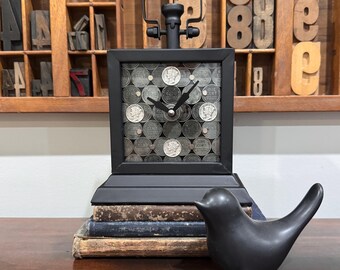 Steel Wheat Penny Desk Clock: Vintage Coin Collector Gift