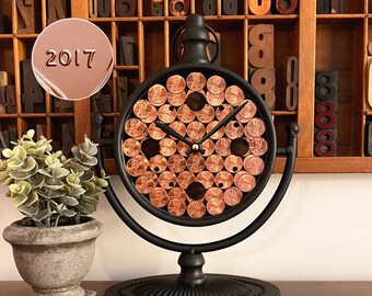 7th Anniversary gift for husband, Tabletop Clock, 2017 gift, Copper Anniversary gift for wife, Unusual gift idea, Unique gift for husband