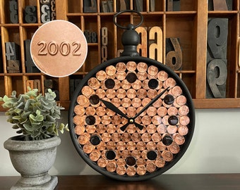 22nd Anniversary gift for husband, Wall Clock, 2002 gift, Copper Anniversary gift for wife, Unusual gift idea, Unique gift for husband