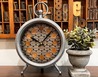 Buffalo Nickel Table Clock, 21st anniversary gift, Desk Clock, Office Decor, 7th anniversary gifts for men, Nickel anniversary