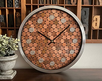 Wall Clock, Copper anniversary gift for men, 7th anniversary gift for wife, Unusual gifts, Unique gifts, 21st anniversary gift, nickel gift