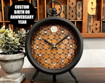 Custom Year Coin Clock: Anniversary or Birthday Gift