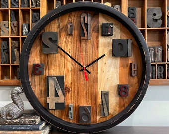 5th Anniversary gifts for men, 1st Anniversary gift for husband, Backwards Wall Clock, Bathroom Decor, Barbershop clock