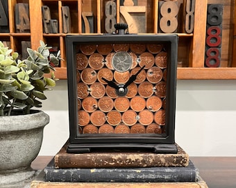 Canadian Penny Coin Clock: Unique Tabletop Decor