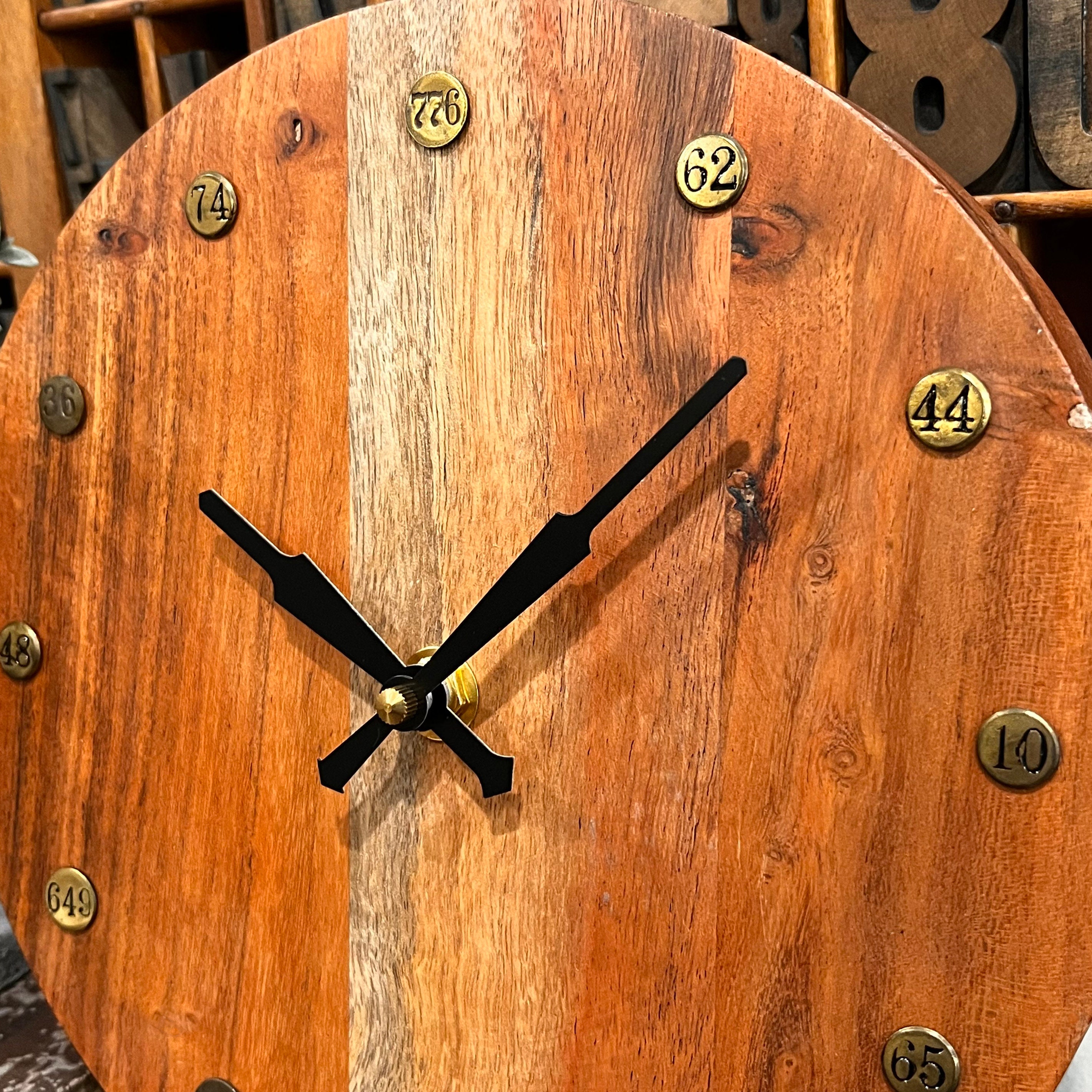 Rustic Wood Wall Clock: Brass Anniversary Vintage Home Decor - Etsy