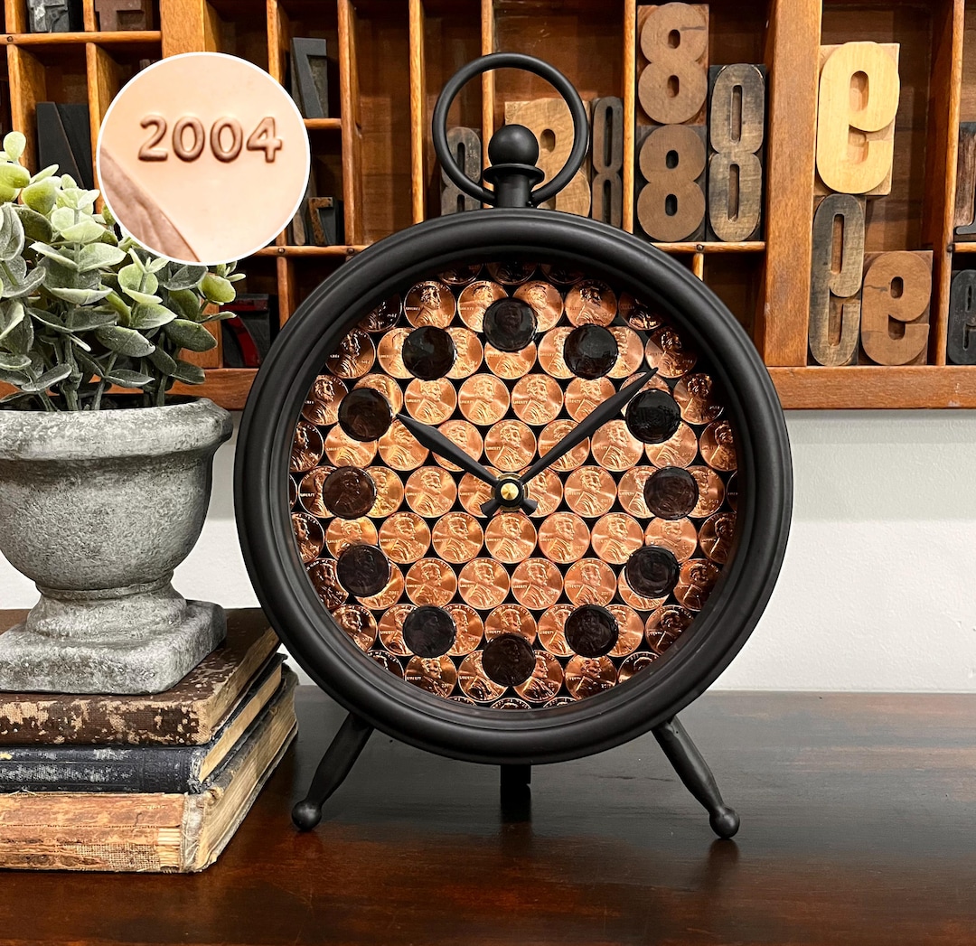 22nd Anniversary Gift, Copper Clock, 2004 Penny Tabletop Clock - Etsy