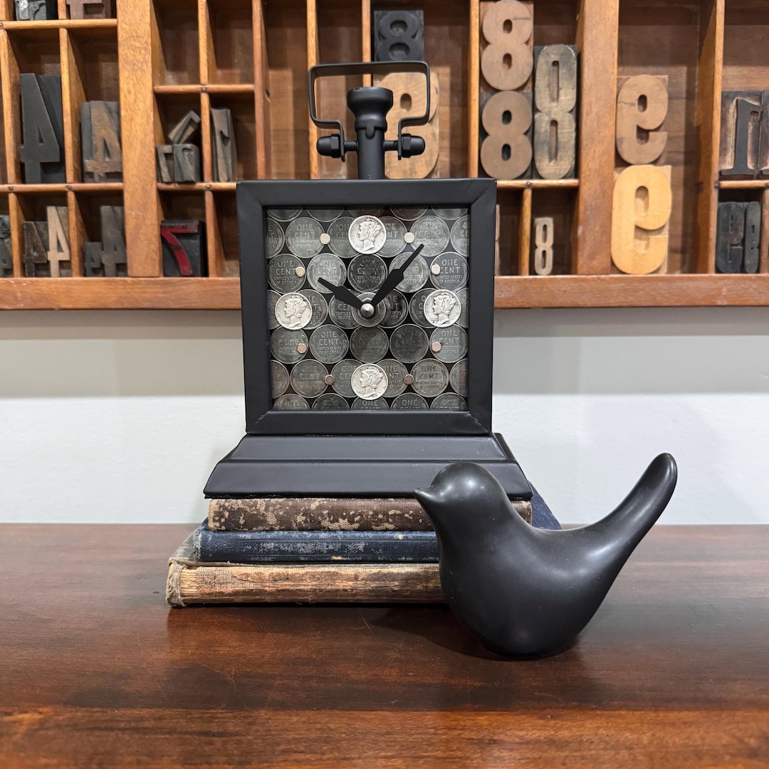 Steel Wheat Penny Desk Clock: Vintage Coin Collector Gift - Etsy