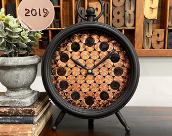 7th Anniversary Copper Clock: 2019 Penny Tabletop Gift, Copper Anniversary