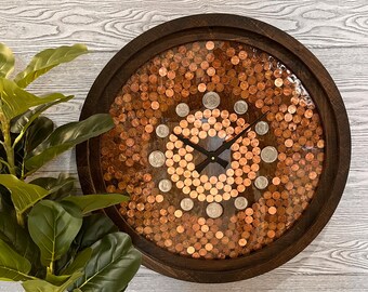 22nd Anniversary Gift, 7th Anniversary gift for husband, Large Wall Clock, 1st anniversary gift, 5th anniversary gift for wife, Copper Decor