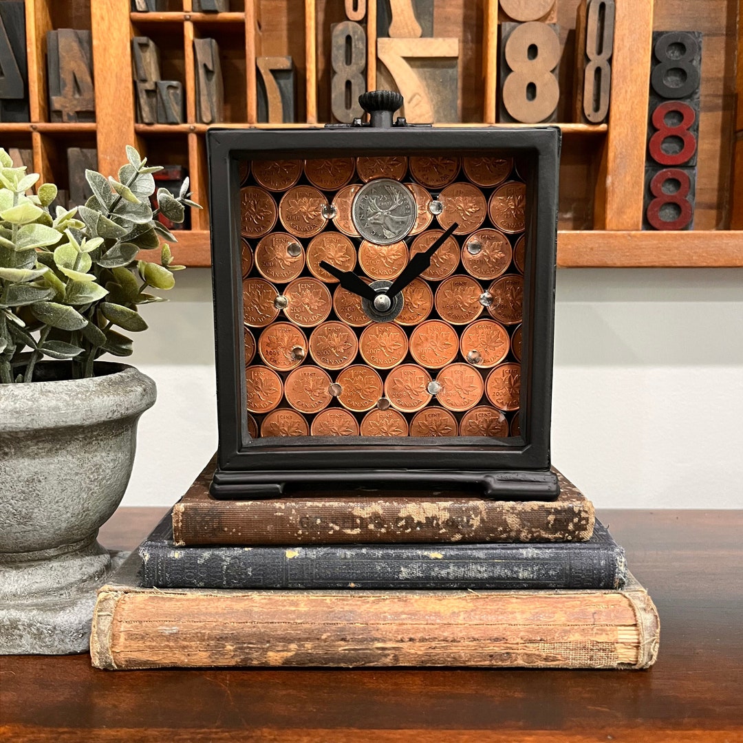 Canadian Penny Coin Clock: Unique Tabletop Decor - Etsy