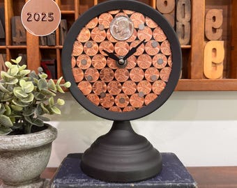 2025 Penny Desk Clock, Modern 1st Anniversary Gift