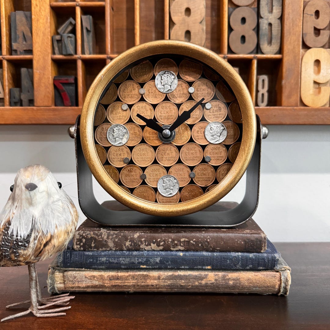 Copper Wheat Penny Clock: Banker Gift, 22nd Anniversary Gift - Etsy