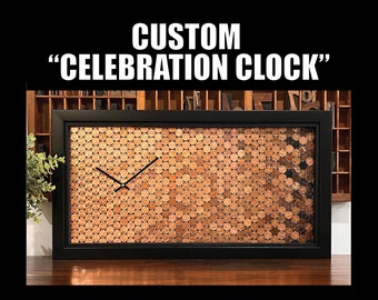 Custom Penny Anniversary Clock, Ombre Copper Art, Retirement Gift