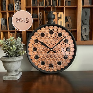 7th Anniversary Copper Penny Clock: 2019 Anniversary Gift