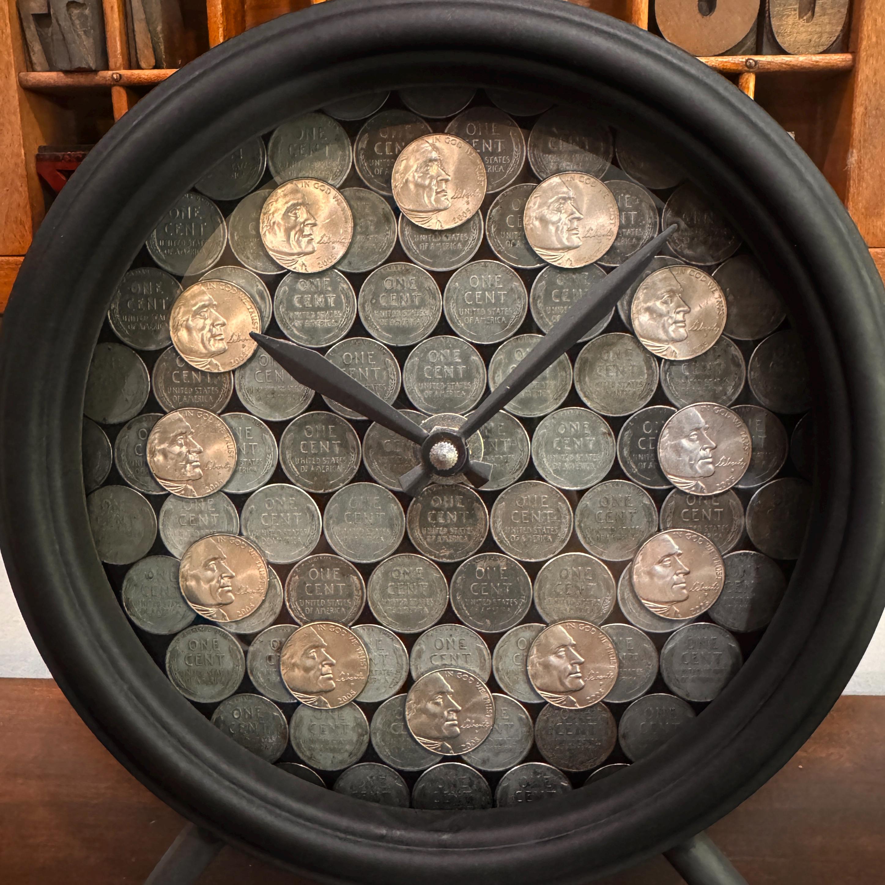 21st Anniversary Tabletop Clock: 2005 Nickel & Wheat Penny Coin Art - Etsy