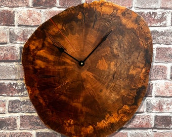 Wood Wall Clock, Ambrosia Maple Slice Wall Clock with Copper Accents, Rustic Decor, 1st anniversary gift, 5th anniversary, 7th anniversary