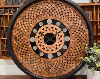 Copper Penny Large Wall Clock: Coin Collector Gift, Banker Gift