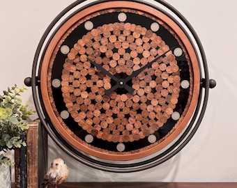 Copper Wall Clock: - History Gift, Banker Gift, Lincoln Pennies, Liberty Nickels