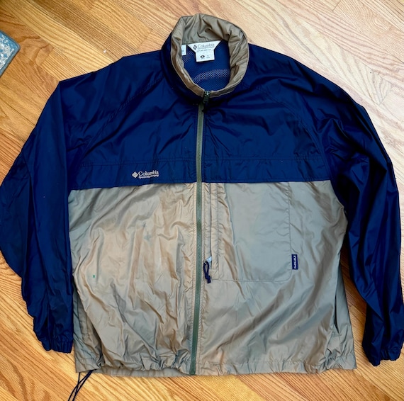Vintage Columbia Jacket Retro Windbreaker Zip Coat Packable Size