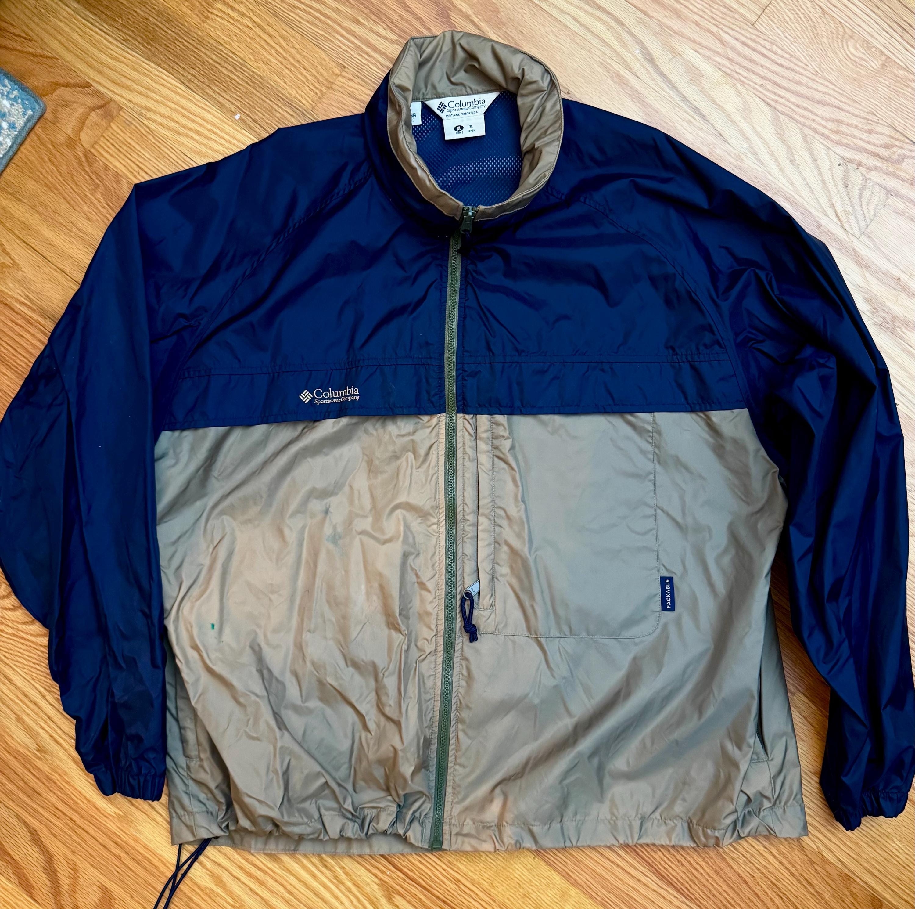 Vintage Columbia Jacket Retro Windbreaker Zip Coat Packable Size