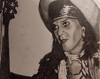 Pencil Portrait print of Andy McCoy of Hanoi Rocks