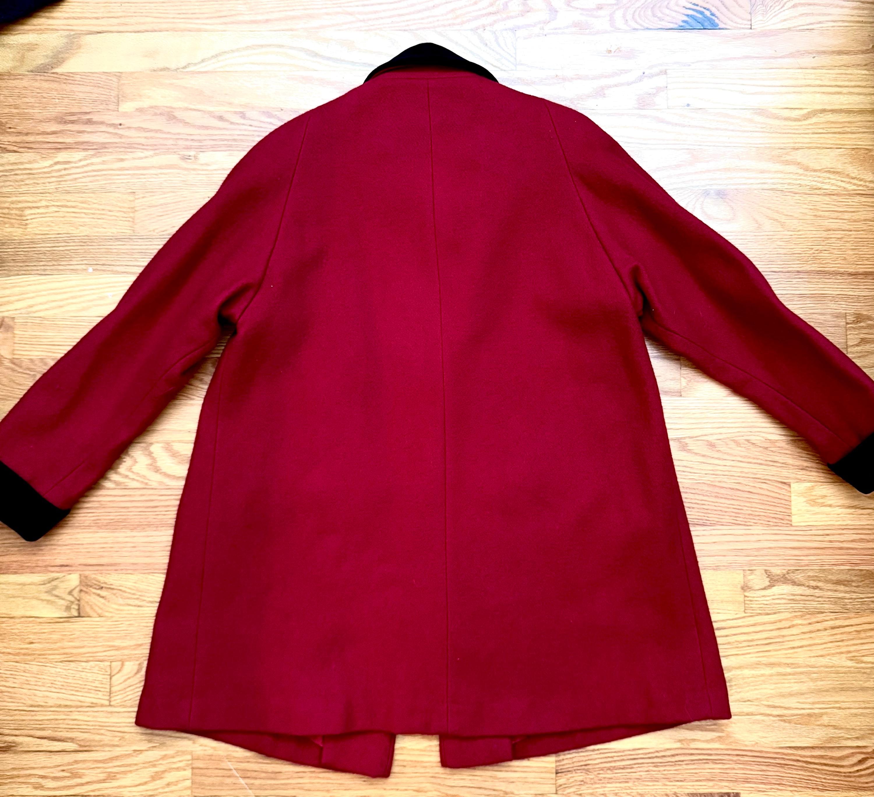 Vintage Retro Herman Kay Womens Coat Size M Red and Black Wool 
