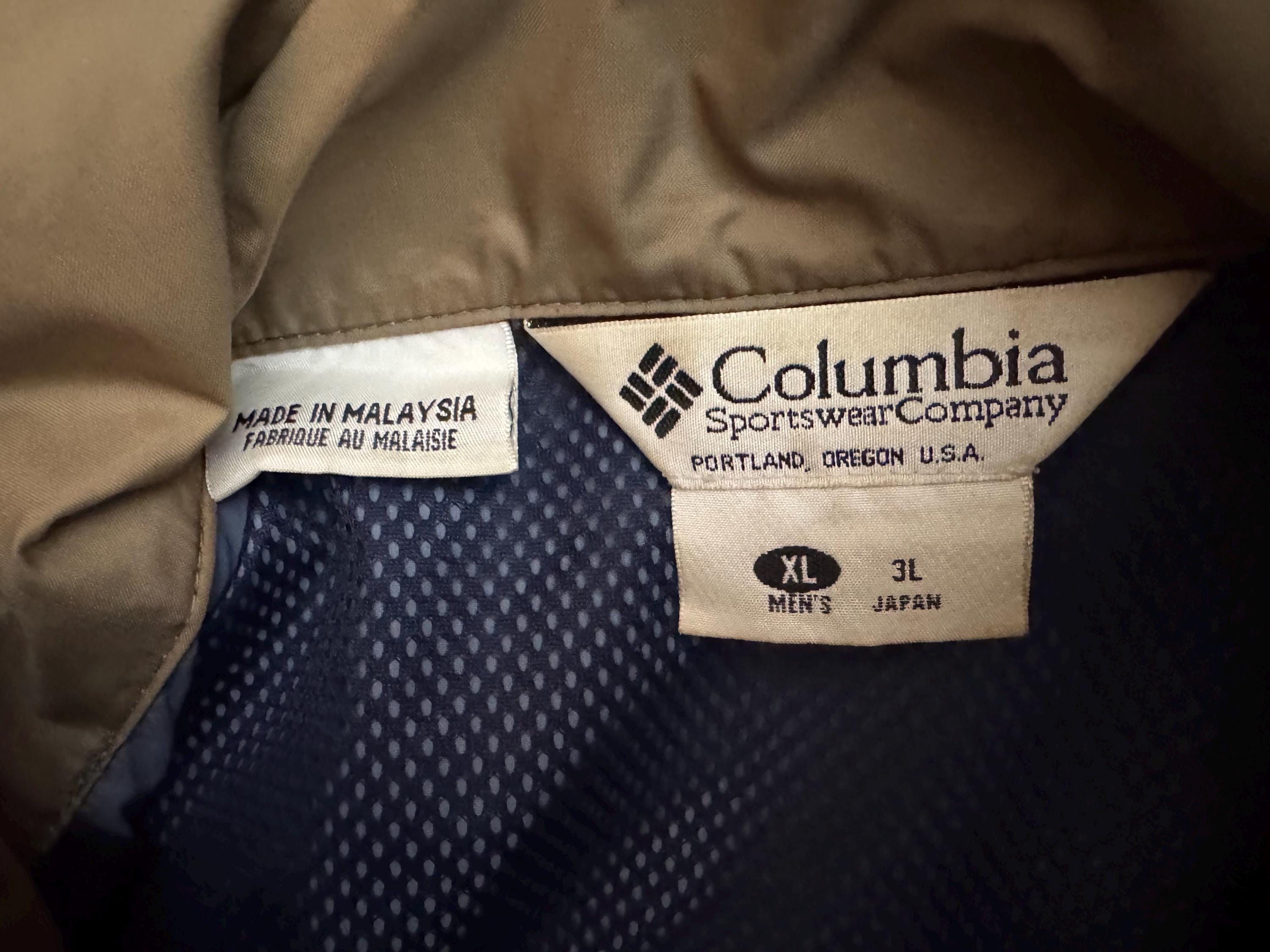 Vintage Columbia Jacket Retro Windbreaker Zip Coat Packable Size