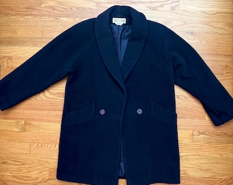 Vintage Retro Julia Klein Navy Blue Wool Peacoat Over Coat Top