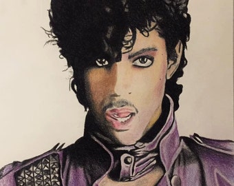 Prince Purple Rain print from original colored pencil portrait