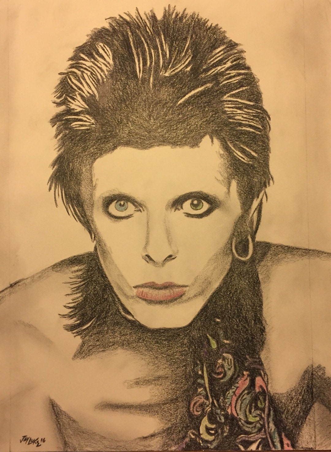 David Bowie Print From Diamond Dogs Drawing - Etsy