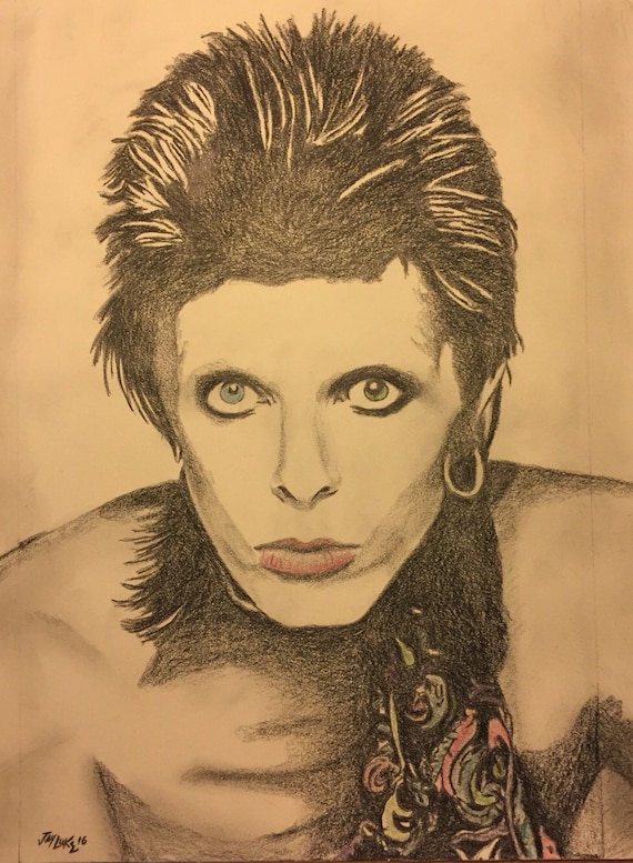 David Bowie Print From Diamond Dogs Drawing - Etsy
