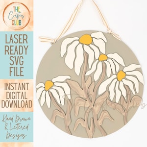 BOHO Gänseblümchen SVG - Blumen SVG - Gänseblümchen Zeichen - Digital Cut File für Laser - digitaler Download für Laserschneiden, Cricut, Silhouette