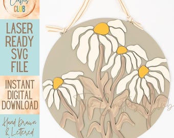 BOHO Daisies SVG - Flowers SVG - Daisies Sign - Digital Cut File for Laser- digital download for laser cutting, cricut, silhouette
