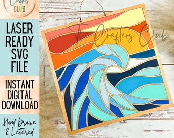 Faux Stained Glass Wave _ Laser SVG _ digital download for laser