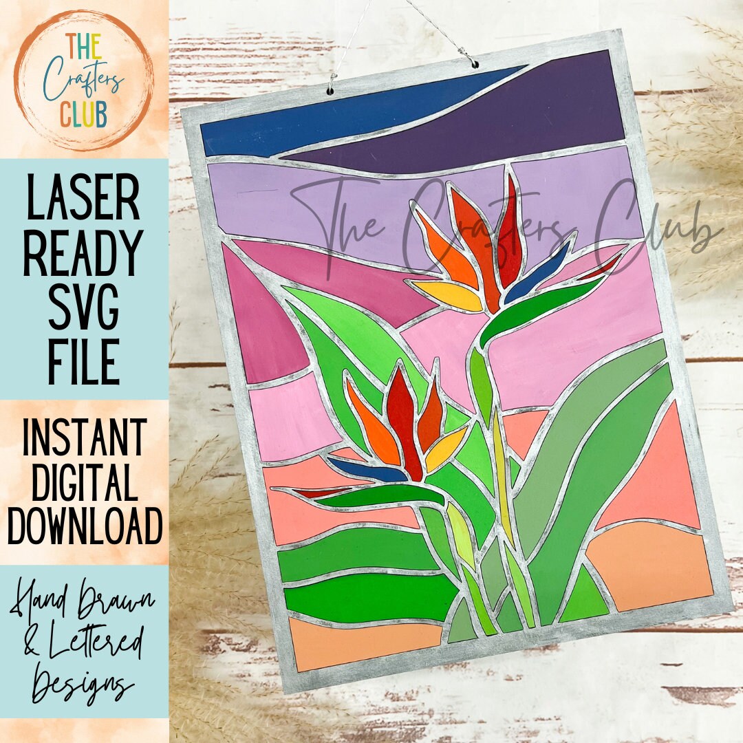 Faux Stained Glass Bird of Paradise _ Laser SVG _ Digital Download for ...