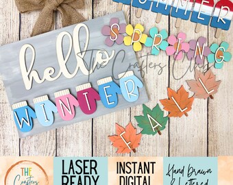 Hello Seasons Interchangeable Sign SVG - digital download for glowforge, laser cutting, cricut, silhouette