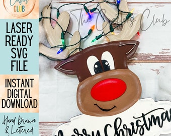 Rudolph Door Hanger - LASER SVG FILE