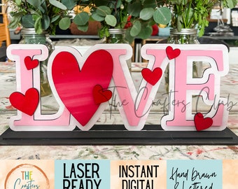 Valentine's SVG - LOVE Shelf Sitter - Valentine's Door Hanger - digital download for laser cutting, cricut, silhouette